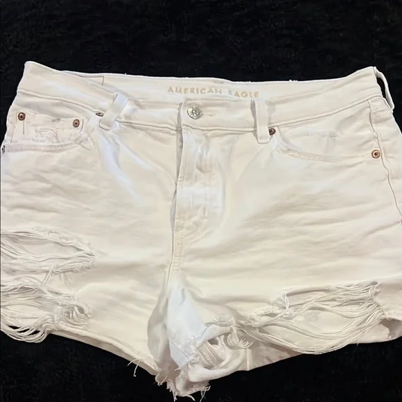 American Eagle Outfitters Bright White Ripped Jean Shorts - Picture 1 of 4